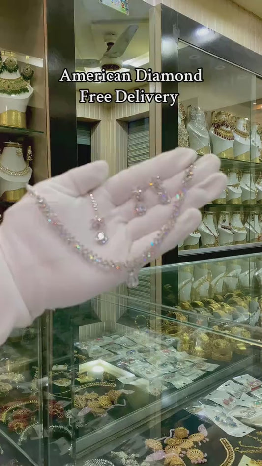 American fashion diamond long Necklace and Earring